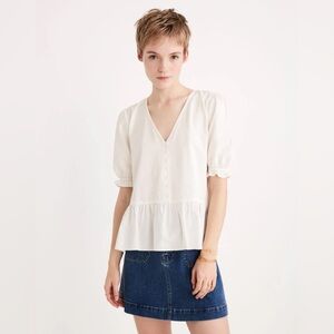 NWT Madewell Courtyard Ruffle-Hem Top in pure white - S